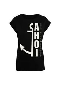 T-Shirt F4NT4STIC "PLUS SIZE Ahoi Anker Crop Knut & Jan Hamburg", Damen, Gr. 3XL, schwarz, Obermaterial: 100% Baumwolle, regular fit, Rundhals, ohne B&uuml;ndchen, Shirts T-Shirt, Print