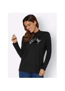 Stehkragenshirt Inspirationen "Shirt", Damen, Gr. 42, schwarz, 95% Viskose, 5% Elasthan, bedruckt, gemustert, metallic, unifarben, Shirts Stehkragenshirt