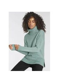 Rollkragenpullover Tamaris, Damen, Gr. 32/34, gr&uuml;n (mint, melange), Strick, Obermaterial: 50% Viskose, 28% Polyester, 22% Polyamid, l&auml;ssig geschnitten h&uuml;ftbedeckend, Strickb&uuml;ndchen, Pullover Rollkragenpullover, in l&auml;ssiger Form mit seitlichen Schlitzen