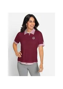 Poloshirt Inspirationen "Poloshirt", Damen, Gr. 54, rot (bordeaux), 100% Baumwolle, unifarben, ohne Ausschnitt, Shirts