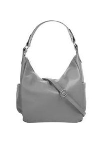 Shopper Samantha Look, Damen, Gr. B/H/T: 35cm x 25cm x 10cm onesize, grau, Leder, unifarben, Taschen Shopper, echt Leder, Made in Italy