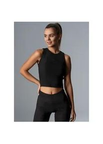 Crop-Top TRIGEMA "TRIGEMA Cropped Top aus elastischem Doppelripp", Damen, Gr. XS, schwarz, Feinripp, 90% Baumwolle, 10% Elastan, Basic, Rundhals, Tops
