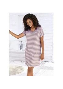 Sleepshirt Vivance DREAMS, Damen, Gr. 36/38, N-Gr, lila, Single Jersey, Obermaterial: 100% Baumwolle, bedruckt, bestickt, gestreift, bequem mini, Rundhals, Raglan&auml;rmel, Kleider Sleepshirt