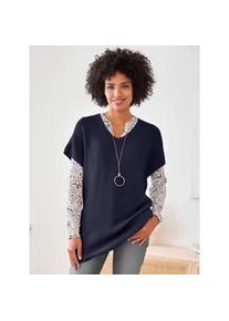 Pullunder Heine "Pullunder", Damen, Gr. 48, blau (marine), 100% Polyacryl, unifarben, Pullover Pullunder