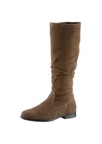 Stiefel Tamaris, Damen, Gr. 37, Normalschaft, braun, Veloursleder, unifarben, Schuhe Stiefel, mit modischen Faltungen am Schaft