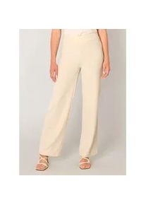 Treggings Base Level "Yarah", Damen, Gr. 42, L&auml;nge 32, beige (light beige), Web, Obermaterial: 97% Polyester, 3% Elasthan, unifarben, loose fit lang, Hosen Treggings, mit elastischem Bund