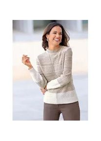 Strickpullover Inspirationen "Pullover", Damen, Gr. 42, beige (sesam, ecru, meliert), 74% Baumwolle, 26% Polyacryl, gemustert, mehrfarbig, meliert, Pullover Strickpullover