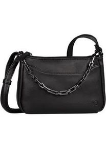 Umh&auml;ngetasche Tom Tailor DENIM "Cheryl", Damen, Gr. B/H/T: 22cm x 14cm x 5cm, schwarz, Polyurethan, Strukturmuster, clean, gepflegt, Taschen Umh&auml;ngetasche, mit angesagter Gliederkette tragbar als Rucksack oder City-Shopper