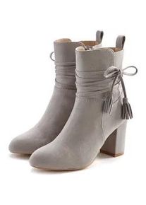 Stiefelette Lascana, Damen, Gr. 37, grau (hellgrau), Obermaterial: 100% Textilmaterial. Decksohle: 100% Lederimitat. Futter: 100% Textilmaterial. Laufsohle: 100% Synthetik, unifarben, Schuhe Stiefelette, mit Blockabsatz, High-Heel-Stiefelette, Ankle Boots, Stiefel