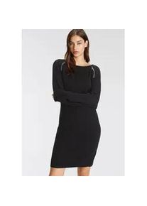 Strickkleid Tamaris, Damen, Gr. 42, N-Gr, schwarz, Strick, Obermaterial: 70% Viskose, 30% Polyamid, unifarben, figurbetont mini, Rundhals, Raglan&auml;rmel, Kleider Strickkleid, aus Viskosemischung mit trendy Zippern