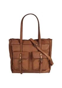 Shopper Samantha Look, Damen, Gr. B/H/T: 37cm x 32cm x 8cm onesize, braun (cognac), Leder, vintage, Taschen Shopper, echt Leder, Made in Italy
