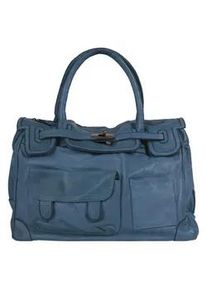 Shopper Samantha Look, Damen, Gr. B/H/T: 41cm x 29cm x 16cm onesize, blau, Leder, leicht gl&auml;nzend, unifarben, Taschen Shopper, echt Leder, Made in Italy