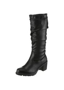 Stiefel ANISTON SHOES, Damen, Gr. 38, Normalschaft, schwarz, Lederimitat, Schuhe Stiefel, mit slouchy Schaft mit Raffungen - NEUE KOLLEKTION