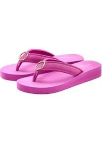 Badezehentrenner Lascana "Sandale, Badeschuh, Pantolette, Badelatsche, Flip Flop", Damen, Gr. 37, pink, Obermaterial: 100% Textilmaterial. Decksohle: 100% Synthetik. Laufsohle: 100% Synthetik, unifarben, Schuhe Zehentrenner Dianette, Zehentrenner, Badeschuh mit Ringapplikation "Italy" VEGAN