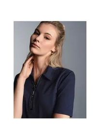Poloshirt TRIGEMA "TRIGEMA Slim Fit Poloshirt mit Kristallsteinen", Damen, Gr. 3XL, blau (navy), Piqu&eacute;, 94% Baumwolle, 6% Elasthan, Basic, lang, ohne Ausschnitt, Shirts