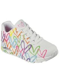 Sneaker Skechers "UNO - HIGHLIGHT LOVE", Damen, Gr. 42, bunt (wei&szlig;, multi), Lederimitat, Textil, kontrastfarbene Details, Schuhe Sneaker, Freizeitschuh, Halbschuh, Schn&uuml;rschuh mit Herzchen-Print, Topseller