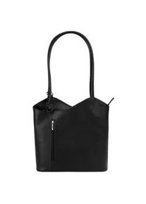 Cityrucksack CLUTY, Damen, Gr. B/H/T: 29cm x 28cm x 9cm, onesize, schwarz, Leder, Rindsleder, beschichtet, leicht gl&auml;nzend, Rucks&auml;cke Cityrucksack, echt Leder, Made in Italy