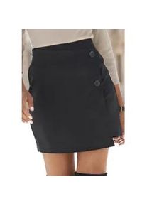 Hosenrock Buffalo, Damen, Gr. 40, schwarz, Jersey, Obermaterial: 80% Polyester, 18% Viskose, 2% Elasthan, unifarben, figurbetont mini, R&ouml;cke Skort, in Wickeloptik mit Zierkn&ouml;pfen, Skort, casual-chic, elegant, Topseller