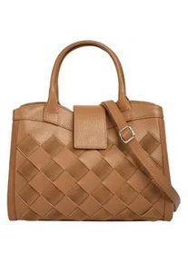 Henkeltasche Samantha Look, Damen, Gr. B/H/T: 33cm x 20cm x 8cm onesize, braun (cognac), Leder, Taschen Handtasche, echt Leder, Made in Italy