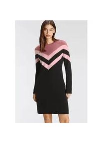 Strickkleid Tamaris, Damen, Gr. 44, N-Gr, rosa (rosa bordeaux schwarz), Strick, Obermaterial: 50% Viskose, 28% Polyester, 22% Polyamid, gestreift, figurumspielend ca. Mitte Oberschenkel, Rundhals, Raglan&auml;rmel, Kleider Strickkleid, l&auml;ssiger Look mit Rundhalsausschnitt