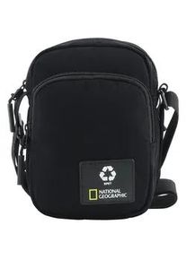 Schultertasche National Geographic "OCEAN", Damen, Gr. B/H/T: 7cm x 21cm x 15cm, schwarz, Kunstfaser, Taschen Schultertasche, Hergestellt aus recycelten PET-Flaschen