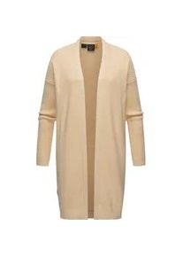 Strickjacke Ragwear "Nadina", Damen, Gr. L (40), beige, Strick, Obermaterial: 60% Baumwolle, 40% Polyacryl, Basic, normal ca. Mitte Oberschenkel, ohne Ausschnitt, &Auml;rmel ohne &Auml;rmelschlitz Rippstrickb&uuml;ndchen krempelbar, Strickjacken Strickjacke, Schicker Damen Cardigan in Strick