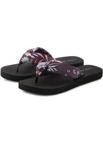 Badezehentrenner Lascana "Sandale, Badeschuh, Pantolette, Badelatsche, Flip Flop", Damen, Gr. 42, lila (gebl&uuml;mt), Obermaterial: 100% Textilmaterial. Decksohle: 100% Synthetik. Futter: 100% Textilmaterial. Laufsohle: 100% Synthetik, gemustert, Schuhe, Zehentrenner, Badeschuh ultraleicht mit softem Band VEGAN