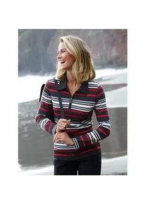 Poloshirt Casual Looks "Shirt", Damen, Gr. 50, rot (rot, schwarz, geringelt), 50% Baumwolle, 50% Modal, gemustert, gestreift, ohne Ausschnitt, Shirts