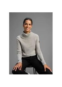 Rollkragenpullover Kangaroos, Damen, Gr. 52/54, grau (hellgrau, melange), Strick, Obermaterial: 60% Baumwolle, 40% Polyacryl, meliert, unifarben, figurbetont h&uuml;ftbedeckend, Rippb&uuml;ndchen, Pullover Rollkragenpullover, mit Schalkragen, Langarm, Warm & Kuschelig, Topseller