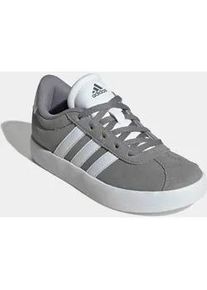 Sneaker Adidas SPORTSWEAR "VL COURT 3.0", M&auml;dchen, Gr. 33, grau (grau three, cloud wei&szlig;, grau two), Leder, Synthetik, Schuhe Sneaker, inspiriert vom Design des Adidas samba, f&uuml;r Kinder & Jugendliche