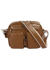 Umh&auml;ngetasche Samantha Look, Damen, Gr. B/H/T: 26cm x 22cm x 7cm onesize, braun (cognac), Leder, unifarben, Taschen Umh&auml;ngetasche, echt Leder, Made in Italy