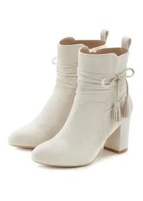 Stiefelette Lascana, Damen, Gr. 38, beige, Obermaterial: 100% Textilmaterial. Decksohle: 100% Lederimitat. Futter: 100% Textilmaterial. Laufsohle: 100% Synthetik, unifarben, Schuhe Stiefelette, mit Blockabsatz, High-Heel-Stiefelette, Ankle Boots, Stiefel