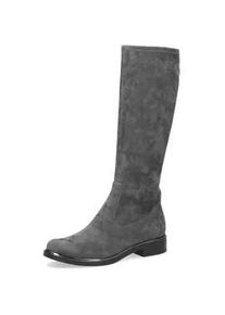 Schlupfstiefel Caprice, Damen, Gr. 39, XS-Schaft, grau (dunkelgrau), Textil, unifarben, Schuhe Schlupfstiefel, Blockabsatz, Langschaftstiefel in klassischer Linie, XS Schaft