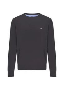 Strickpullover Fynch-Hatton "Fynch-Hatton Langarmpullover", Damen, Gr. S (48), grau (charcoal), Strick, Obermaterial: 100% Baumwolle, unifarben, normal h&uuml;ftbedeckend, Rundhals, Flachstrickb&uuml;ndchen, Pullover Strickpullover, mit Logostickerei