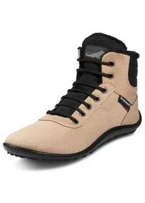 Barfu&szlig;schuh Leguano "KOSMO", Damen, Gr. 42, beige (sand), Textil, Schuhe Schn&uuml;rboots Barfu&szlig;schuh, Bequemschuh, Schn&uuml;rboots mit einzigartiger Halbkugel-Laufsohle