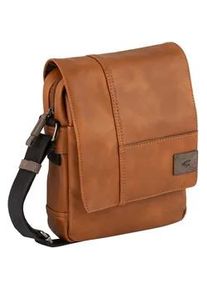 Umh&auml;ngetasche Camel Active "Laos", Damen, Gr. B/H/T: 21cm x 27cm x 7cm, braun (cognac), Polyurethan, Polyurethan (PU), Retro, Strukturmuster, clean, gepflegt, kontrastfarbene Details, used, vintage, Taschen Umh&auml;ngetasche, praktisch funktionaler Alltagsbegleiter mit vielen sportlichen Details