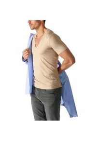 Unterziehshirt Mey "Dry Cotton Functional", Herren, Gr. 10, N-Gr, beige (natur), Single Jersey, Obermaterial: 57% Baumwolle, 38% Polyester, 5% Elasthan. Einsatz: 87% Polyester, 8% Elasthan, 5% Polyamid, unifarben, tiefer V-Ausschnitt, Unterhemden, Kurzarm, tiefem V-Ausschnitt, Single Jersey, mit extra-langem R&uuml;cken, Topseller