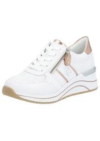 Keilsneaker Remonte, Damen, Gr. 43, wei&szlig; (wei&szlig;, kupfer), Leder, Lederimitat, Schuhe Sneaker, Freizeitschuh, Halbschuh, Schn&uuml;rschuh mit Metallic-Kontrastbes&auml;tzen, Topseller