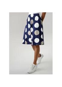 Sommerrock Aniston SELECTED, Damen, Gr. 42, blau (dunkelblau, wei&szlig;, helltaupe), Single Jersey, Obermaterial: 95% Viskose, 5% Elasthan, gepunktet, figurumspielend knielang, R&ouml;cke, mit gesmoktem Bund und Punkte-Druck