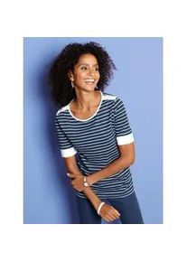 Rundhalsshirt Classic Basics "Shirt", Damen, Gr. 38, blau (marine, geringelt), 100% Baumwolle, gemustert, gestreift, mehrfarbig, Rundhals, Shirts Rundhalsshirt