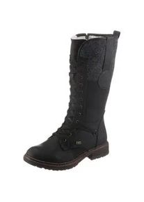 Schn&uuml;rstiefel Rieker, Damen, Gr. 37 (4,5), Varioschaft, schwarz, Filz, Nubuklederimitat, unifarben, Basic, Schuhe Schn&uuml;rstiefel, Winterstiefel, Blockabsatz, Warmfutter, mit Tex-Ausstattung, Topseller