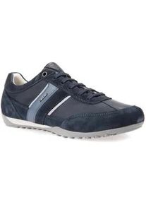 Sneaker Geox "U WELLS C", Herren, Gr. 45, blau (navy), Synthetik, Textil, Veloursleder, Schuhe Sneaker, Casual Schuh, Schn&uuml;rschuh mit Logoverzierung