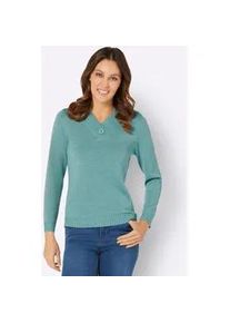 Strickpullover Classic Basics "Langarm-Pullover", Damen, Gr. 50, bunt (ozean, kalkmint, meliert), 100% Polyacryl, meliert, Pullover Strickpullover