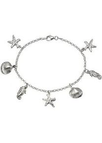 Armband Vivance "925 Silber rhodiniert maritime Motive", wei&szlig;, Armb&auml;nder, Damen, 19cm, Silber 925 (Sterlingsilber), gl&auml;nzend, Bettelarmband Silberarmband