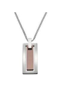 Kette mit Anh&auml;nger ZEEme "Edelstahl zweifarbig 50cm lang", grau, Halsketten, Damen, 50cm, Edelstahl, L: 50 B: 1mm, gl&auml;nzend, B:1mm