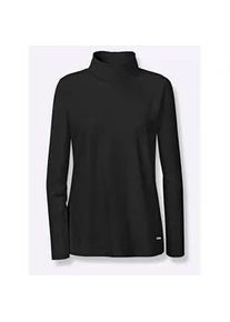 Rollkragenshirt Casual Looks "Rollkragen-Shirt", Damen, Gr. 46, schwarz, 95% Baumwolle, 5% Elasthan, unifarben, Shirts