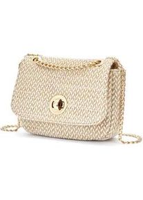 Umh&auml;ngetasche Vivance "Minibag", Damen, Gr. B/H/T: 19cm x 13cm x 6cm, beige (beige, wei&szlig;), Materialmix, Strukturmuster, mehrfarbig, Taschen Umh&auml;ngetasche, Handtasche, Henkeltasche, Bast-Optik, Crossbody Bag VEGAN