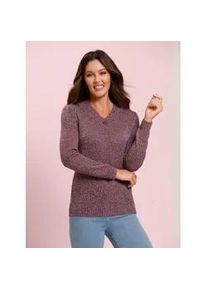 Strickpullover Classic Basics "Langarm-Pullover", Damen, Gr. 40, rot (burgund, mauve, meliert), 100% Polyacryl, meliert, Pullover Strickpullover