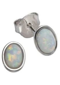Paar Ohrstecker Vivance "925/- Sterling Silber synth. Opal", wei&szlig; (wei&szlig;, wei&szlig;), Ohrringe, Damen, one-size, Silber 925 (Sterlingsilber), Ohrstecker