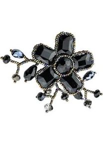 Brosche "Blumenranke", Damen, schwarz, Glas, Collezione Alessandro, Broschen Brosche, in Blumenform